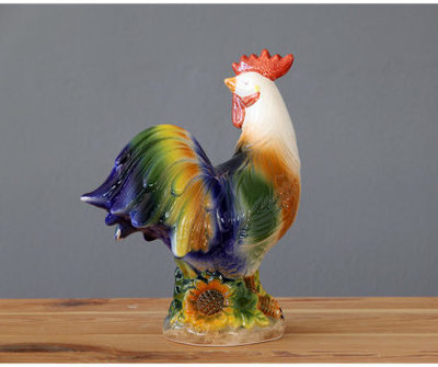 陶瓷鸡摆件大红公鸡摆设风水摆件家居礼品装饰品生肖鸡工艺品摆件